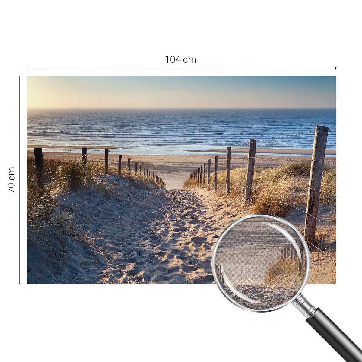 FOTOTAPETE 104x70 cm - Strandweg - Weiß, Textil (104/70cm) - Wallfluent