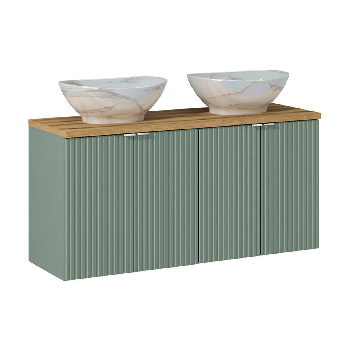 DOPPELWASCHTISCH 120cm Jade Grün und Holz - Grün, Holzwerkstoff (120/57/40cm) - Petits-meubles