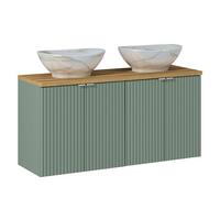 DOPPELWASCHTISCH 120cm Jade Grün und Holz - Grün, Holzwerkstoff (120/57/40cm) - Petits-meubles