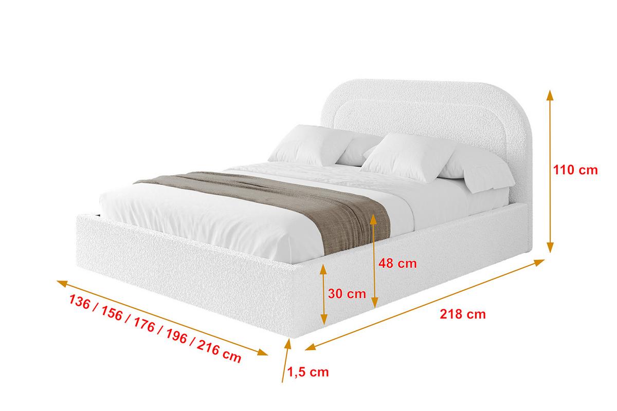 POLSTERBETT mit Bettkasten und Lattenrost, Bett mit Matratze H3/H4 - LERAY 120x200 Weiß - Weiß, Holzwerkstoff/Textil (120/200cm) - ALTDECOR