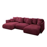 WOHNLANDSCHAFT mit Schlaffunktion und Bettkasten ONESK-U 317x177x72 Bordeauxrot Velours - Bordeaux, Holzwerkstoff/Kunststoff (317/72/177cm) - ALTDECOR