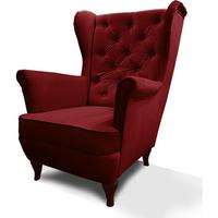 CHESTERFIELD-SESSEL Falco bordeaux mit Holzbeinen - Wengefarben/Bordeaux, Holz/Textil (82/102/92cm) - Beautysofa