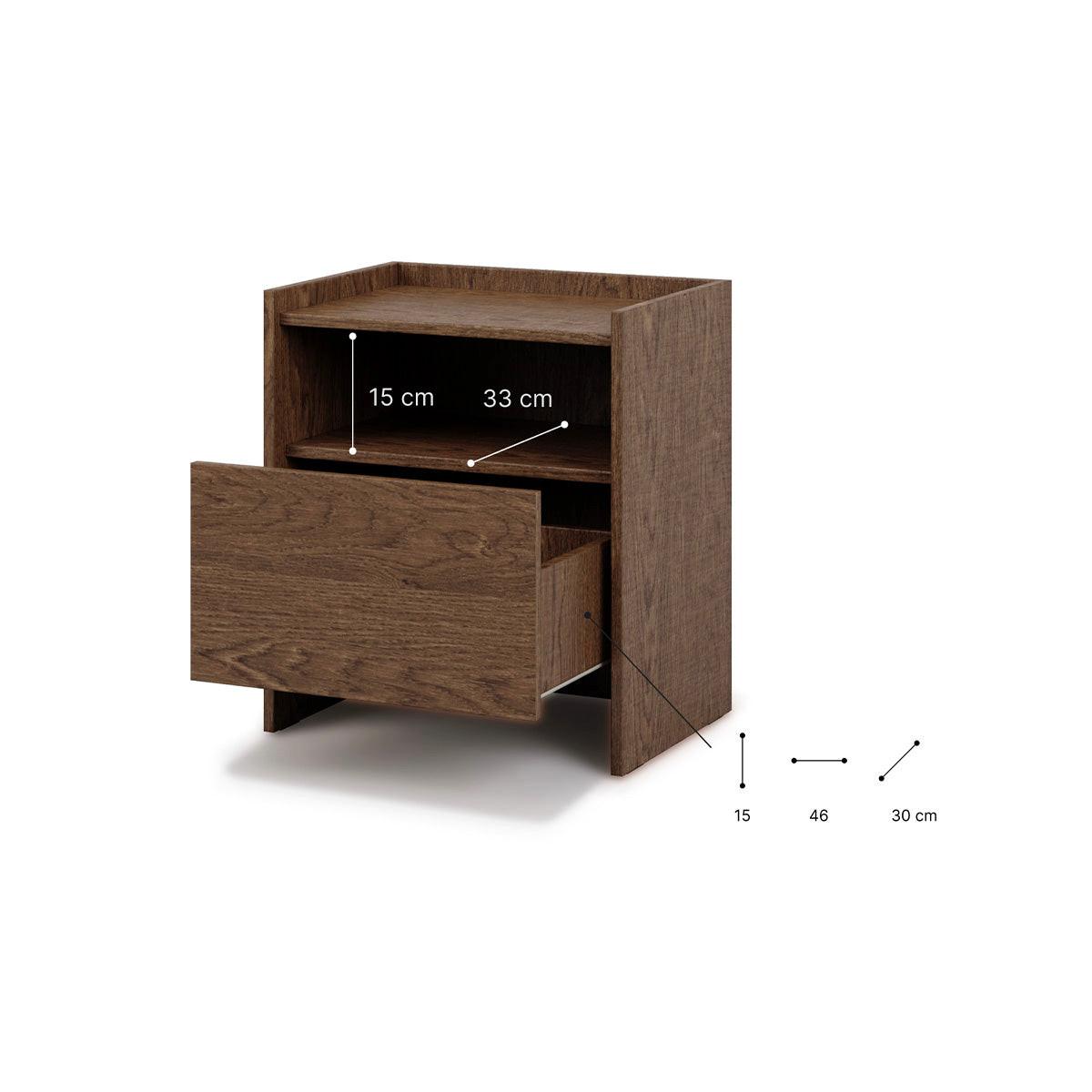 NACHTTISCH Japandi Dunkles Holz - Braun, Holzwerkstoff (53/60.5/38cm) - Petits-meubles