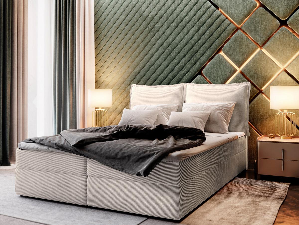 BOXBETT LENTE 140x200 cm mit Matratze und Topper - Creme - Creme, Holz (140/200cm) - MASSENO