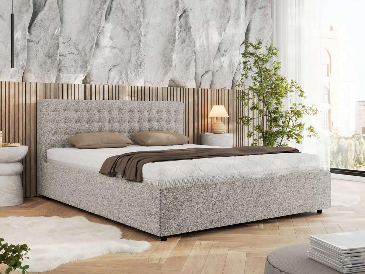 POLSTERBETT PAVO CLASSIC 160/200 - Hellgrau Strukture - Schaum-Matratze - Hellgrau, Textil (160/200cm) - MKS
