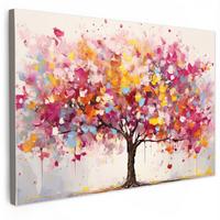 LEINWANDBILD Aquarell - Baum - Kunst - Abstrakt Gemälde 60x40 cm - Rosa, Textil (60/40cm) - MuchoWow