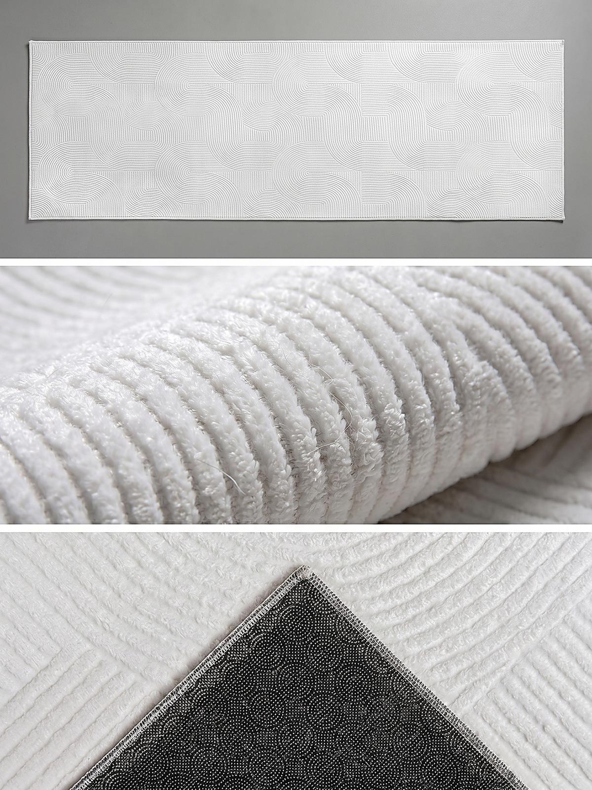 TEPPICHLÄUFER Antirutsch Geometrisch DALAR Polypropylen Weiß 80 x 300 cm - Weiß, Textil (80/300cm) - KADIMA DESIGN