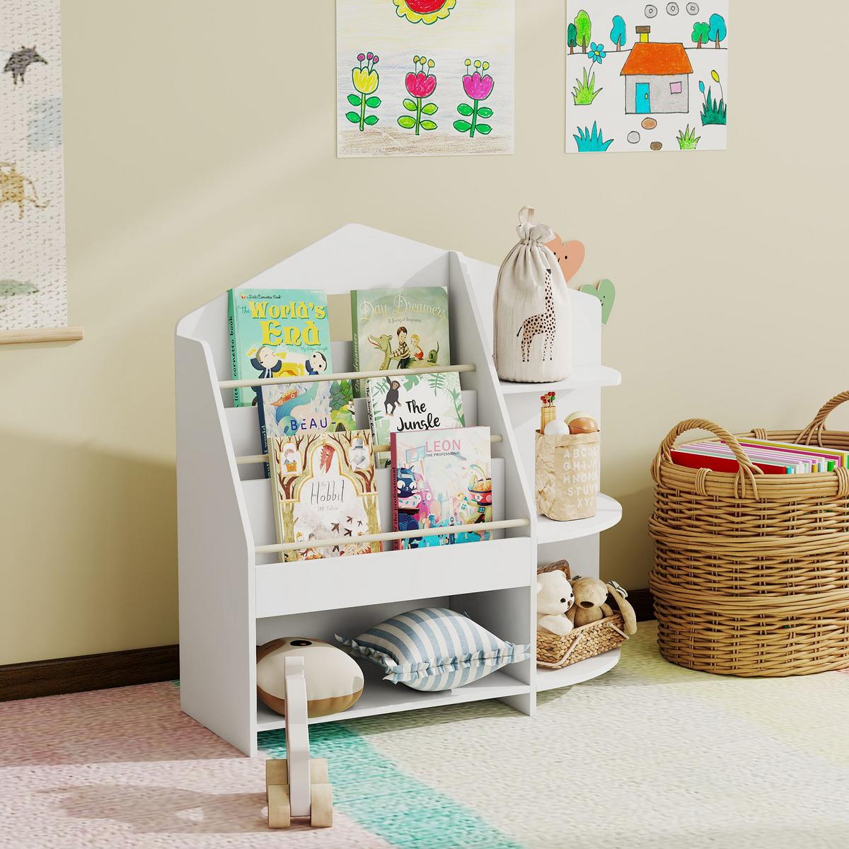 KINDERBÜCHERREGAL MDF Kiefernholz Weiß - Weiß, Holzwerkstoff (30/79.7/80cm) - AIYAPLAY