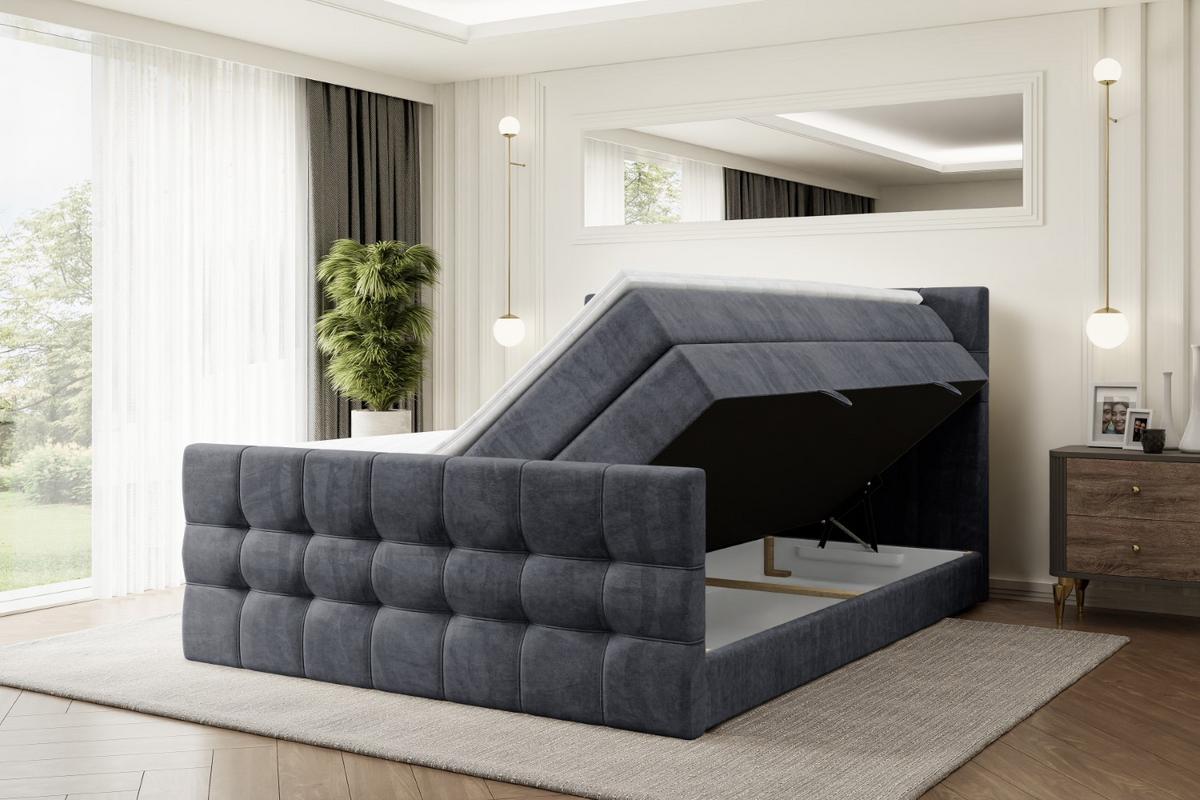 BOXSPRINGBETT BERO-Z KING - 180 x 200 - H3/H4 - Dunkelgrau - Dunkelgrau, Holzwerkstoff (180/200cm) - ALTDECOR
