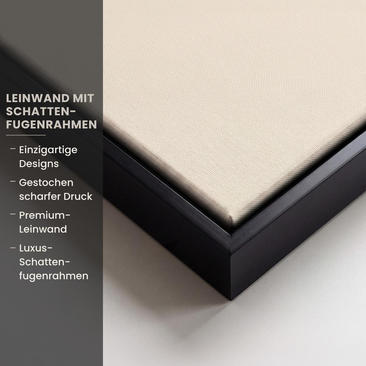 LEINWAND Bilder mit Rahmen - Pflanze - Beige - Japanisch - 70x50 - Schwarz, Textil (70/50cm) - MuchoWow