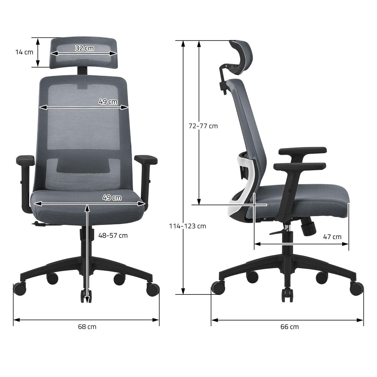BÜROSTUHL Grau - Grau, Kunststoff (66/123/68cm) - ML-DESIGN