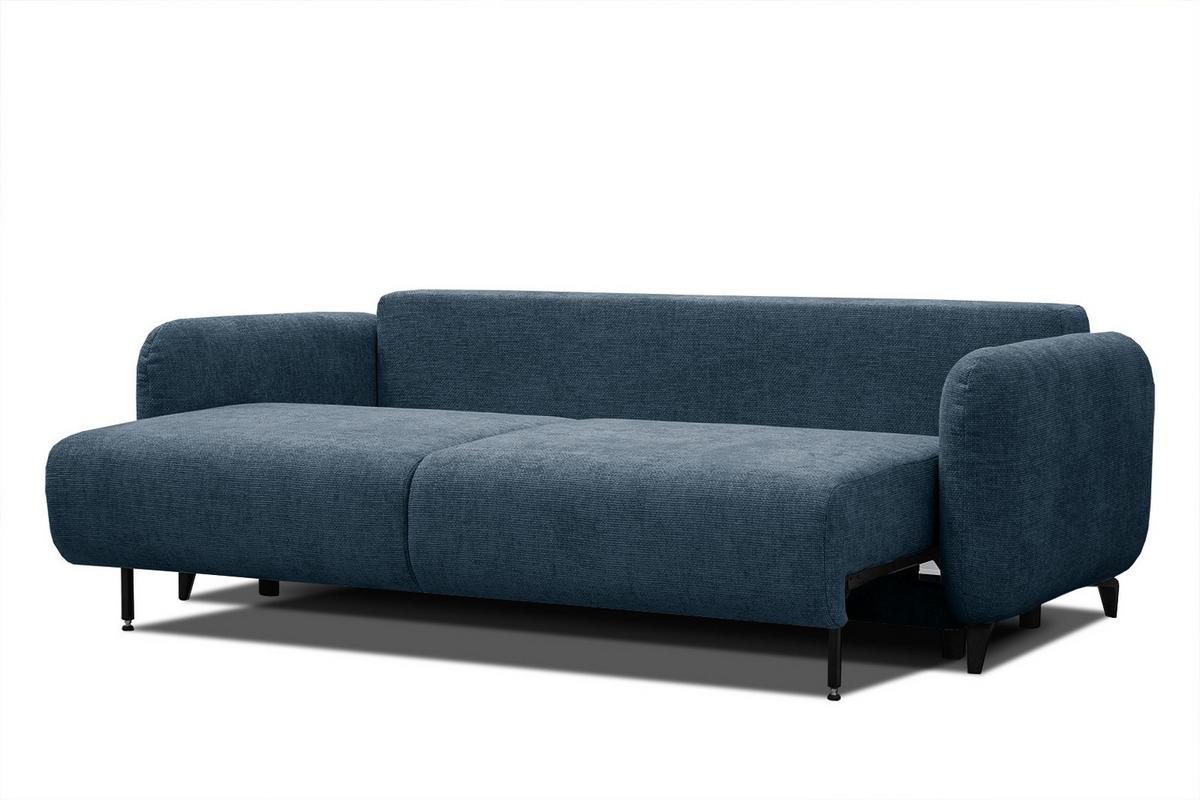 SOFA DRAKE 3-Sitzer mit Schlaffunktion, dunkelblau - Dunkelblau/Braun, Holz/Textil (232/90/107cm) - Wozimo