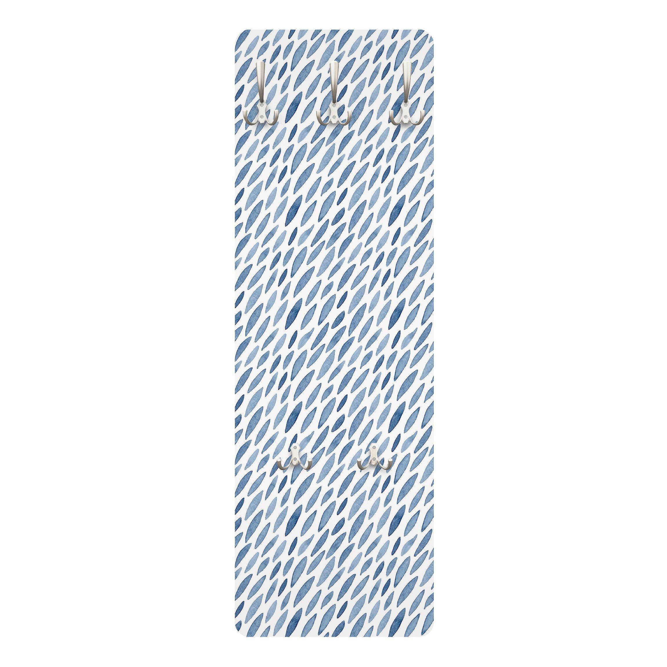 WANDGARDEROBE - Aquarell Regen in Indigo klein und groß 34/105 cm - Blau, Holzwerkstoff (34/105/1.6cm) - Bilderwelten