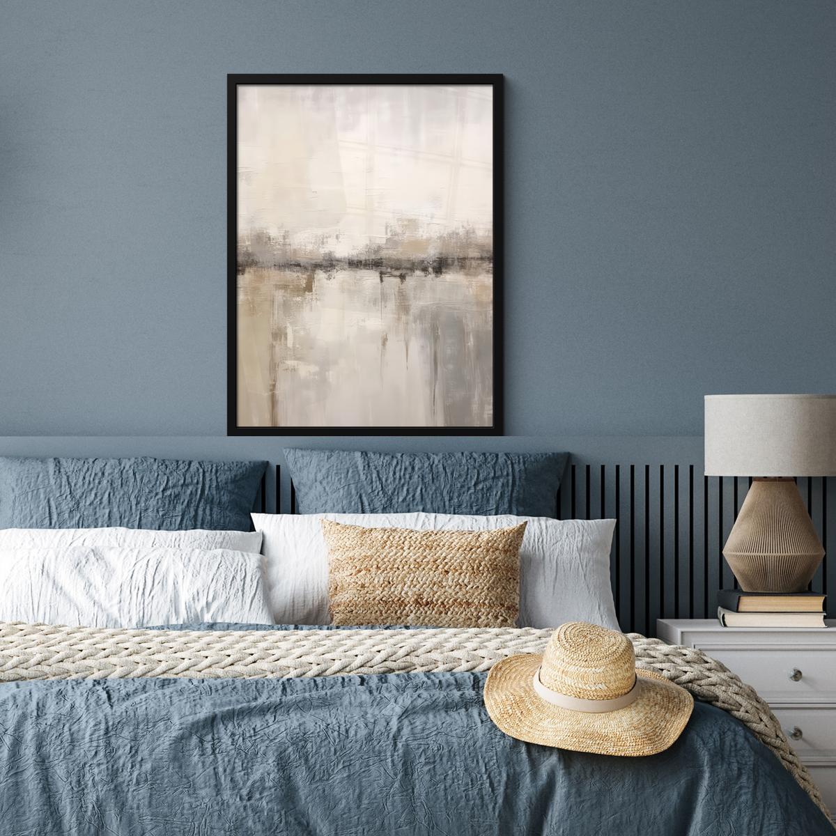 POSTER MIT RAHMEN Moderne Kunst - Abstrakt - Beige Posterleiste 60x80 cm - Beige, Papier (60/80cm) - MuchoWow