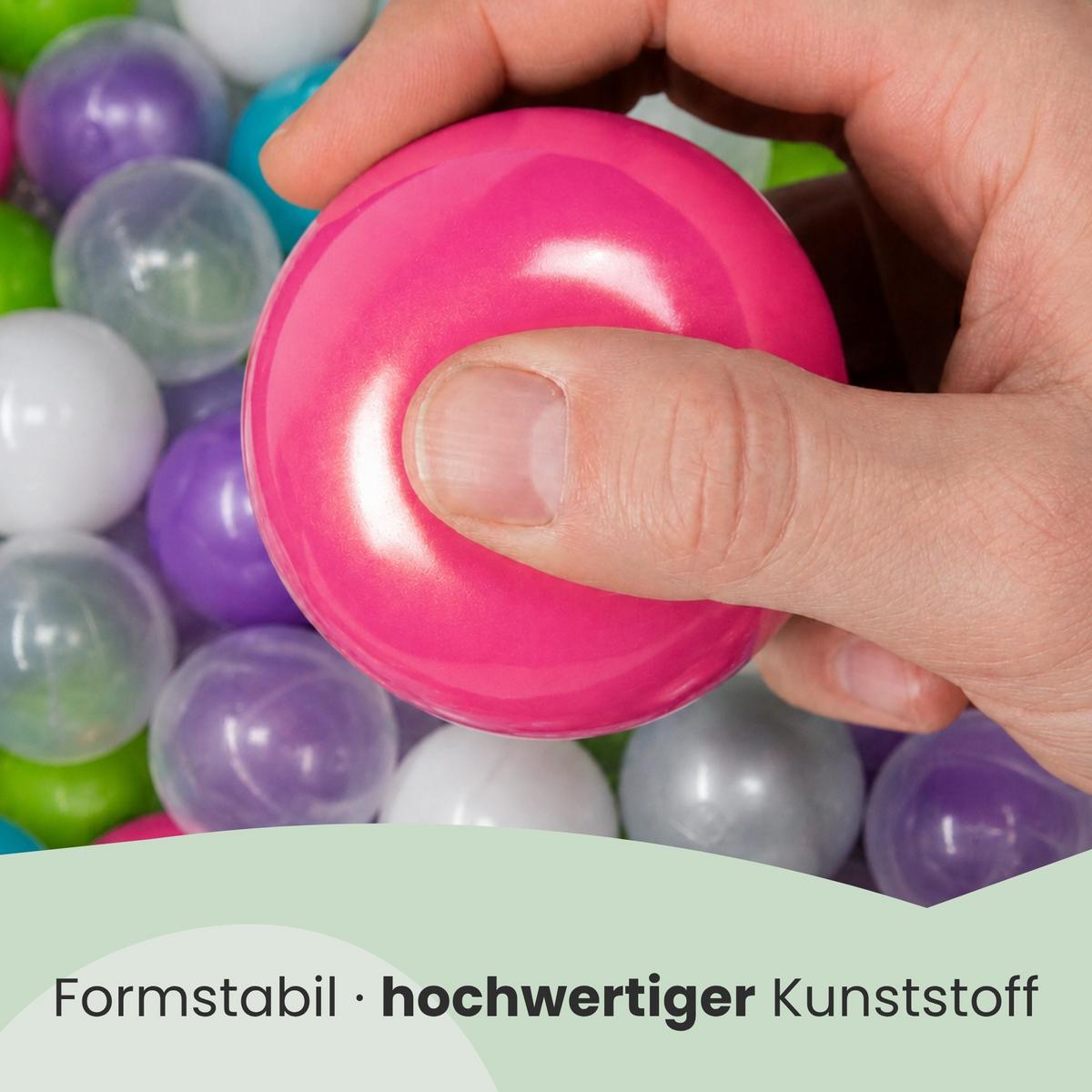 BÄLLEBAD-BÄLLE 350 Stück, Pink/Lila/Türkis/Grün/Grau/Weiß/Transparent, 5.5 cm - Multicolor, Kunststoff (5.5/5.5/5.5cm) - Littletom