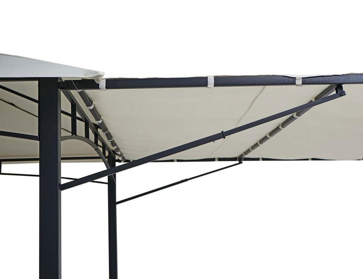 PERGOLA STAHL + SEITENWAND Cremeweiß - Weiß, Textil (490/275/250cm) - MCW