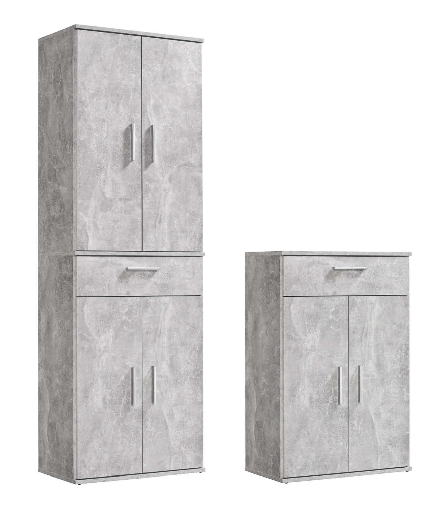 MEHRZWECKSCHRANK SET Der Allzweckwaffe - Silberfarben/Grau, Holzwerkstoff (60/180/34cm) - Mokebo
