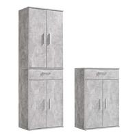 MEHRZWECKSCHRANK SET Der Allzweckwaffe - Silberfarben/Grau, Holzwerkstoff (60/180/34cm) - Mokebo