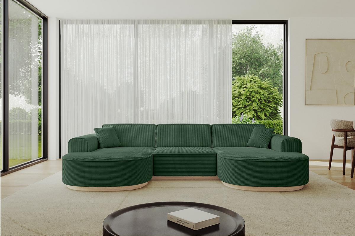 WOHNLANDSCHAFT MARI-U1-v1 - 303x171x83 cm Grün Cord - Grün, Holzwerkstoff/Textil (303/83/171cm) - ALTDECOR