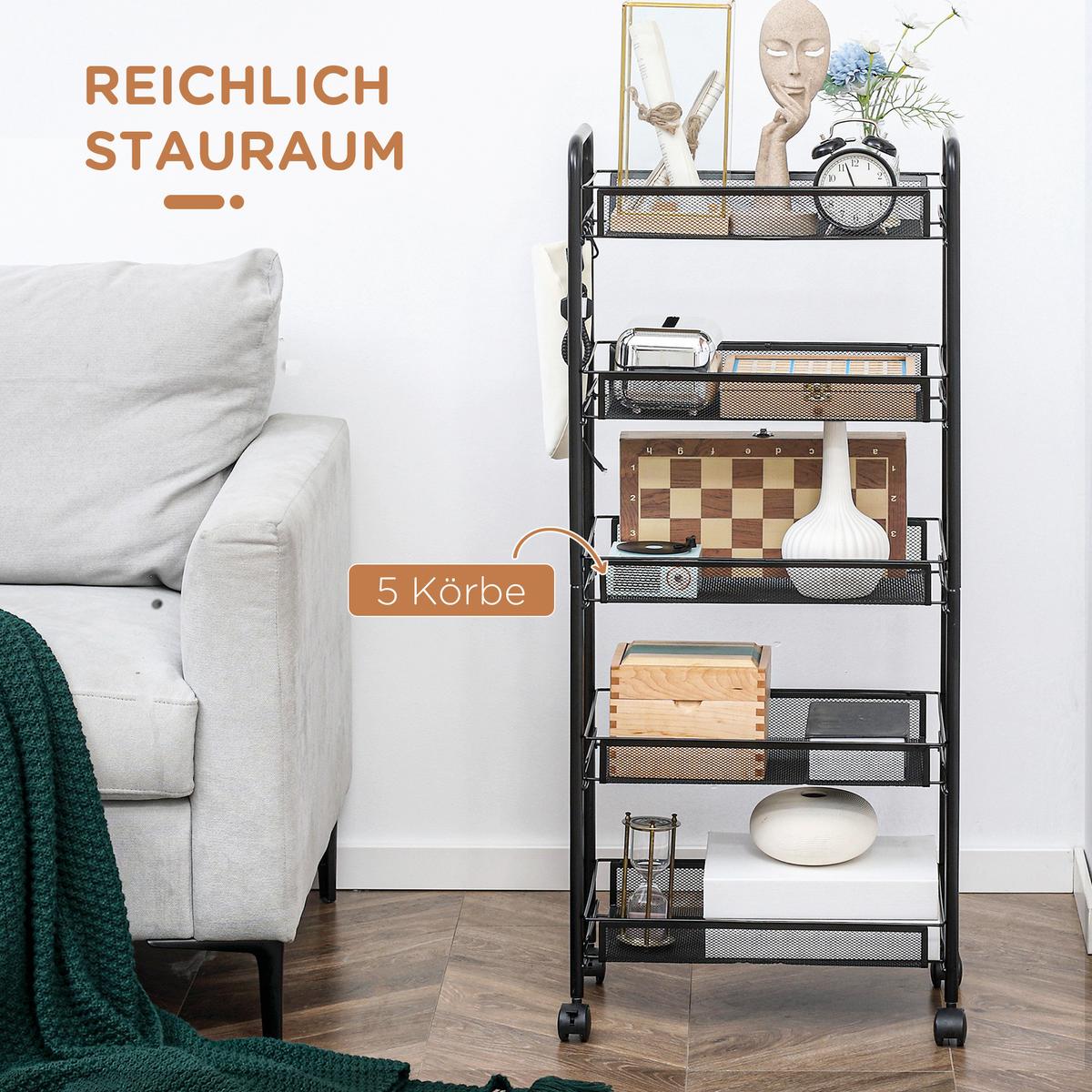 ROLLWAGEN - Schwarz, Metall (26.5/106/45cm) - HOMCOM
