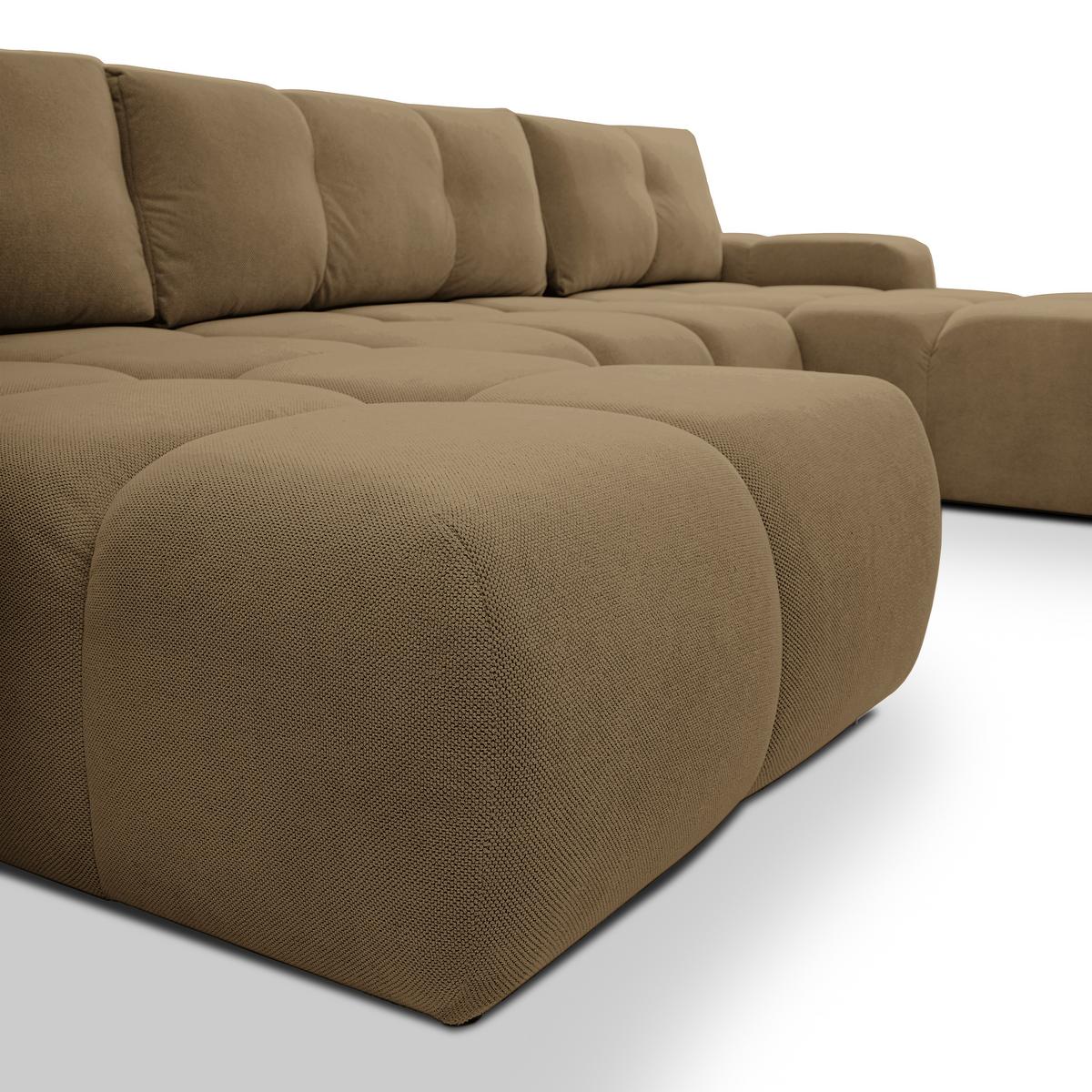 WOHNLANDSCHAFT Hosio Hellbraun 359/177/88 cm mit Schlaffunktion - Schwarz/Bronzefarben, Kunststoff/Textil (359/88/177cm) - AX Living
