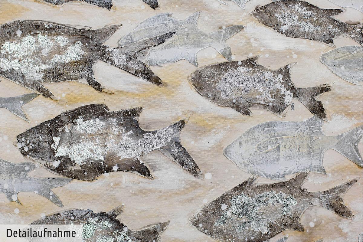 ACRYLBILD HANDGEMALT 120/60 cm - Beige/Grau, Holz/Textil (120/60cm) - KUNSTLOFT