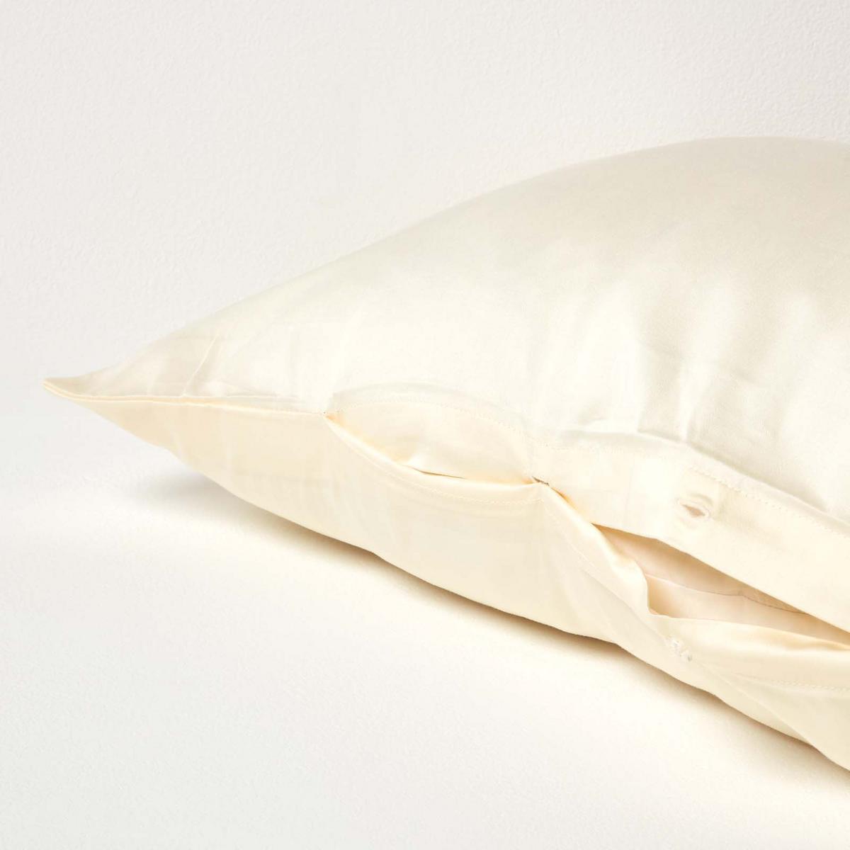 BIO-KISSENBEZUG für V-Form-Kissen, Satin, Fadendichte 400 - Creme, Textil (38/76cm) - Homescapes