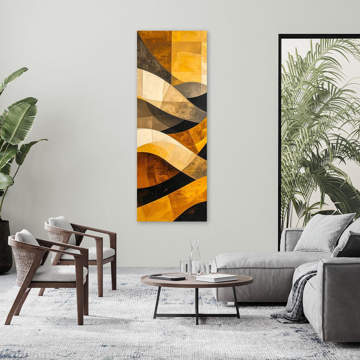 LEINWANDBILD 3D und geometrisch 30x90cm - Gelb, Textil (30/90cm) - Feeby
