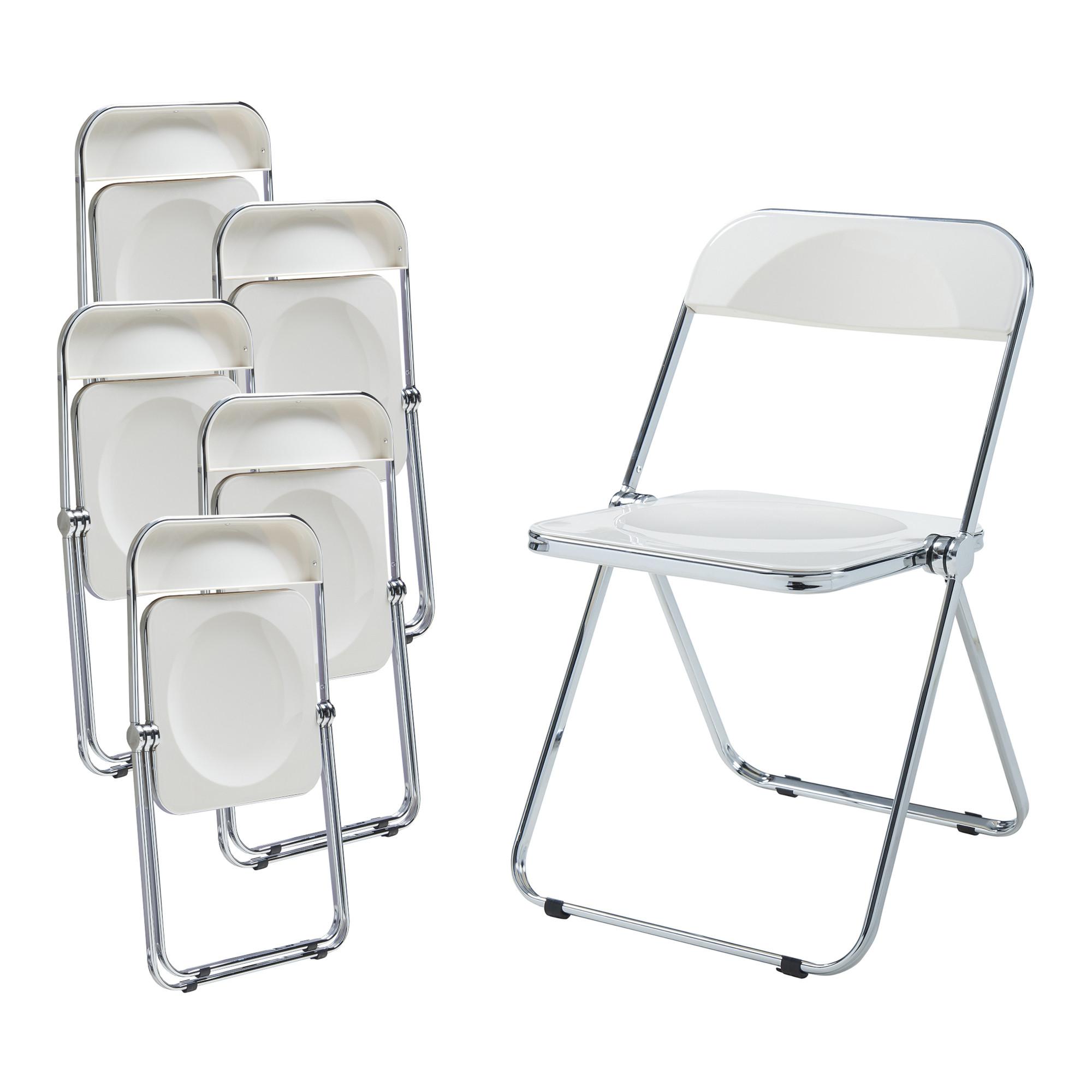 KLAPPSTUHL-SET Pornainen 6 TLG. - Weiß, Kunststoff/Metall (46/74/47cm) - [en.casa]