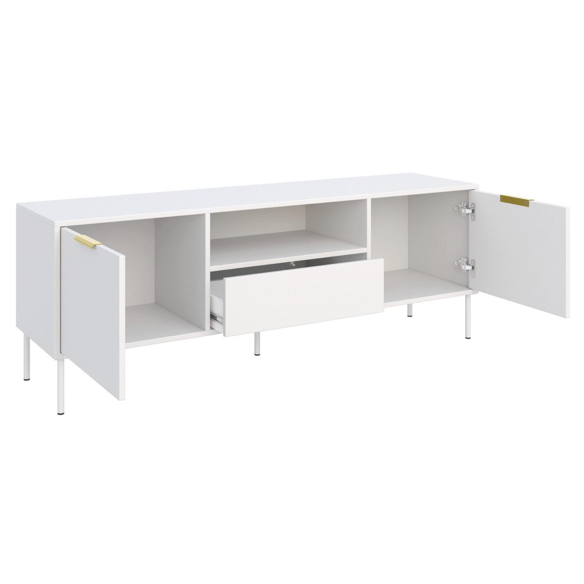 TV-LOWBOARD Vena 2-türig mit Schublade & Fach, Weiß, 160 cm - Goldfarben/Weiß, Holzwerkstoff/Kunststoff (160/57/40cm) - Selsey