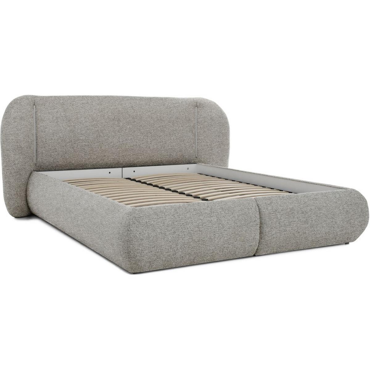 POLSTERBETT Corfu mit LED-Beleuchtung, mit Bettkasten, rundliche Formen, 180x200, Cappuccino - Cappuccino, Textil/Metall (180/200cm) - Beautysofa