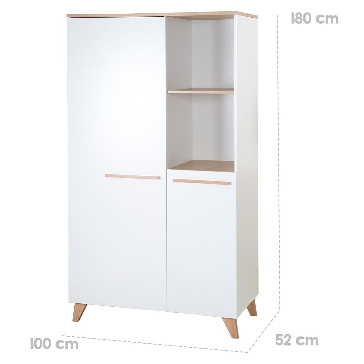 KINDERKLEIDERSCHRANK Leon 2-türig - Honigeiche/Weiß, Holz/Holzwerkstoff (100/180/52cm) - Roba
