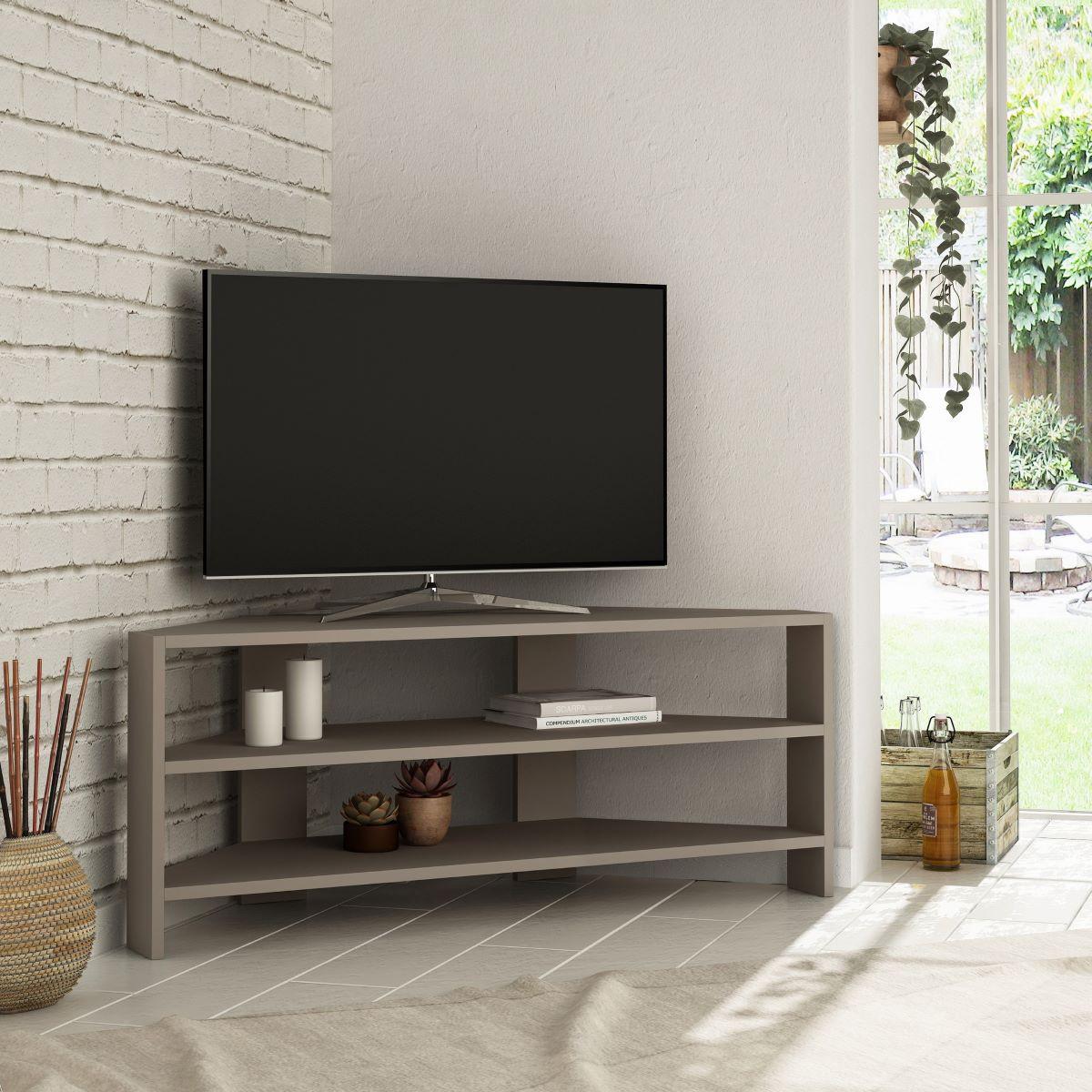 TV-ECKMÖBEL 3 Regale L114 cm - Thales - Taupe, Holzwerkstoff (36/45/12.5cm) - Calicosy