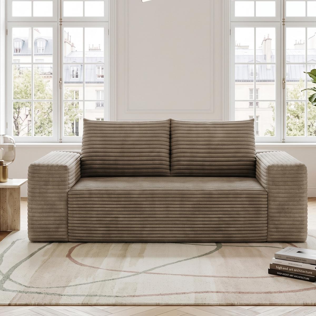 2-SITZER SOFA 180cm Cord-Sofa ohne Montage - Sandfarben, Textil (180/83/90cm) - Urban Meuble