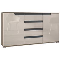 SIDEBOARD Sylt Sandgrau Hochglanz / Anthrazit matt - Sandfarben, Holzwerkstoff (138.5/75.5/35cm) - Vladon