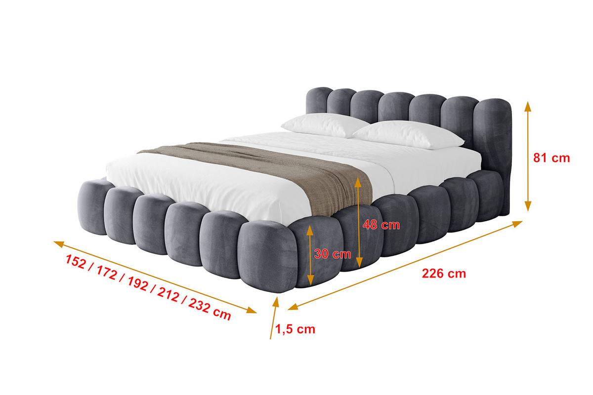 POLSTERBETT mit Bettkasten und Lattenrost, Boxbett ohne Matratze - SENA-v1 180x200 Dunkelgrau - Dunkelgrau, Holzwerkstoff/Textil (180/200cm) - ALTDECOR