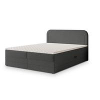 BOXBETT ARMEL 160x200 cm mit Matratze und Topper - Grau - Grau, Holz (160/200cm) - MASSENO