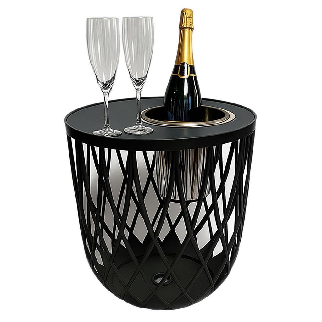 4-IN-1 LOUNGETISCH MIT EDELSTAHL-KÜHLER Dubai schwarz 45 cm - Schwarz, Kunststoff/Metall (45/45/45cm) - COOTAB Cooler Table