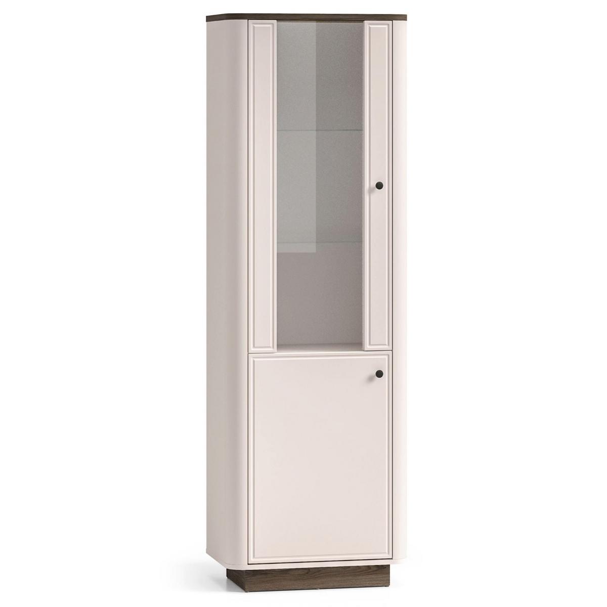 VITRINE Vilavio 2-türig Kaschmirgrau/Eichenoptik 65 cm - Taupe/Dunkelbraun, Holzwerkstoff (65/191.5/40cm) - Selsey