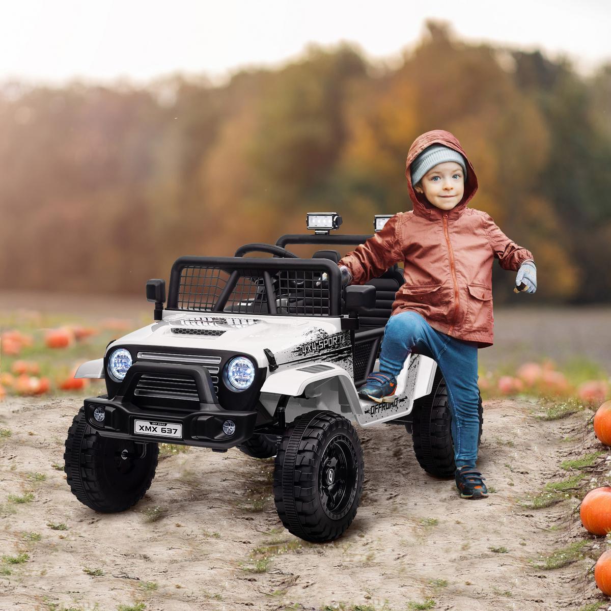 KINDER-ELEKTROAUTO Kunststoff Metall Weiß - Weiß, Metall (109/67/68.5cm) - AIYAPLAY