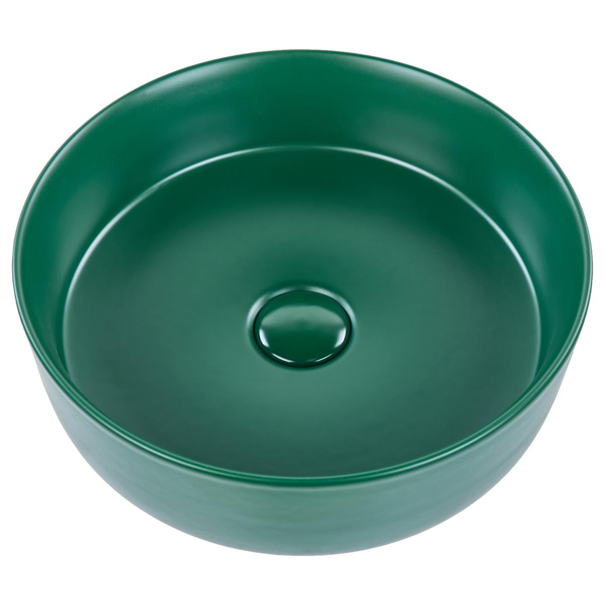 AUFSATZWASCHBECKEN Dunkelgrün 37 cm Keramik Gudar - Dunkelgrün/Grün, Keramik (37/12/37cm) - Beliani