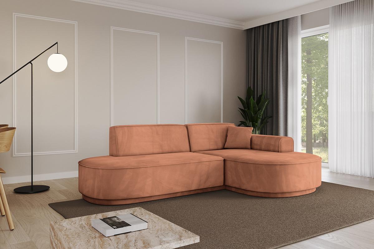 ECKSOFA Ottomane Rechts MARI-L1-v3 - 243x171x83 cm Orange Velours - Schwarz/Orange, Holzwerkstoff/Kunststoff (171/243cm) - ALTDECOR