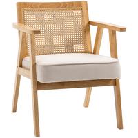 SESSEL Wohnzimmer Relaxsessel mit Armlehnen, Sitzkissen, Rattan-Rückenlehne - Weiß, Kunststoff (63/78/69cm) - HOMCOM
