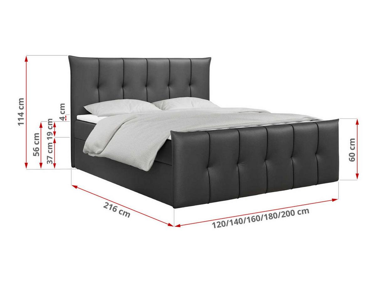 BOXBETT PREMIUM 11 140/200 Dunkelgrau Kunstleder - H3 - Dunkelgrau, Holz/Textil (140/200cm) - MKS