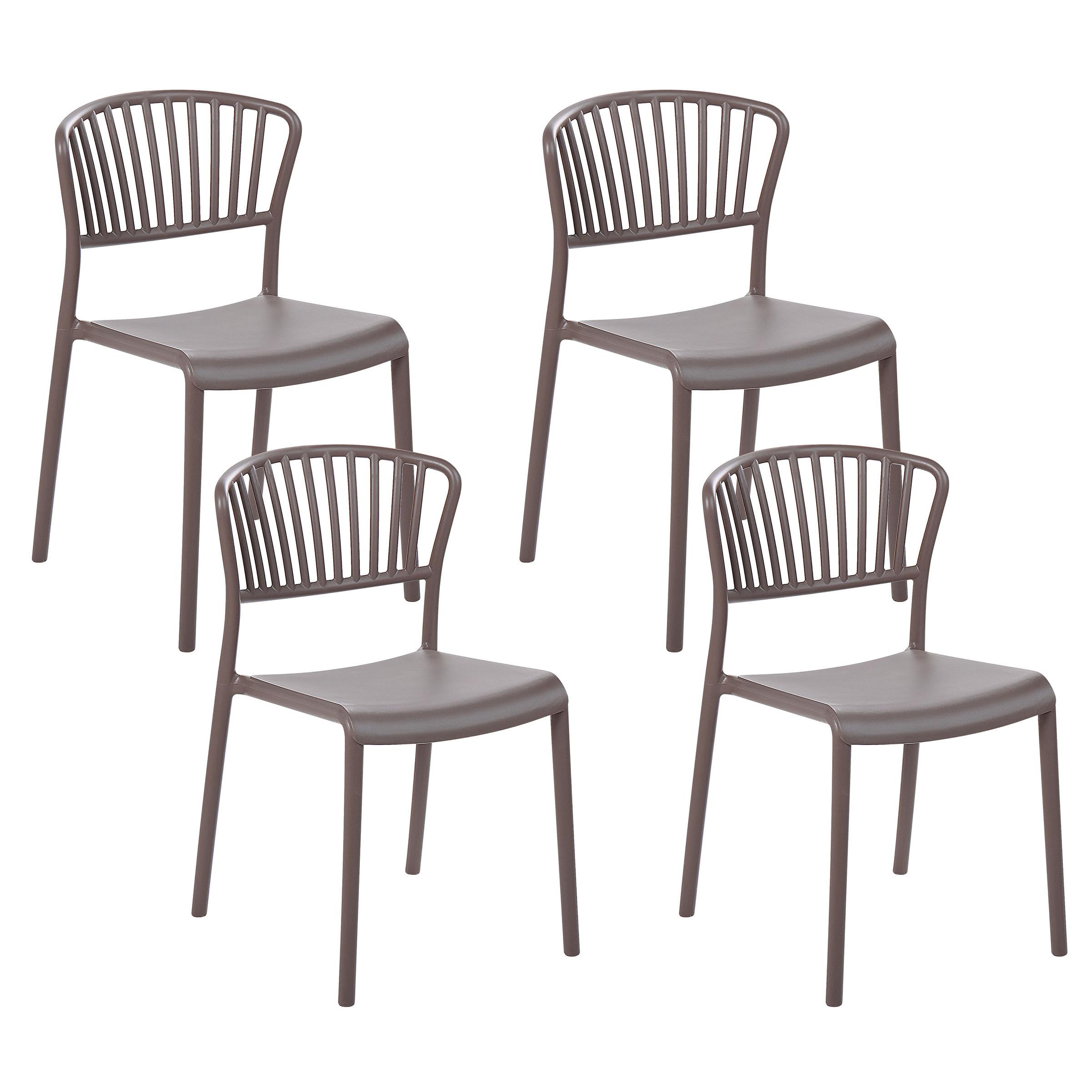 GARTENSTÜHLE 4er-Set Kunststoff taupe Gela - Beige, Kunststoff (45/78/50cm) - Beliani