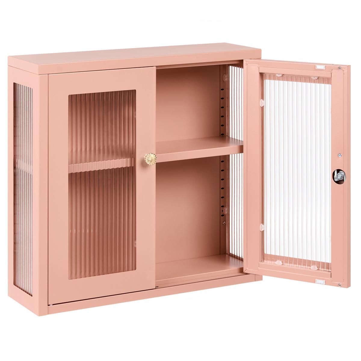 WANDSCHRANK 60 cm Metall Pfirsichrosa Harlyn - Pink, Metall (60/57/18cm) - Beliani