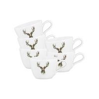 KAFFEETASSEN Life Nature Hirsch weiß-braun 240 ml 6er Set - Weiß/Braun, Keramik (0.24L) - Seltmann Weiden