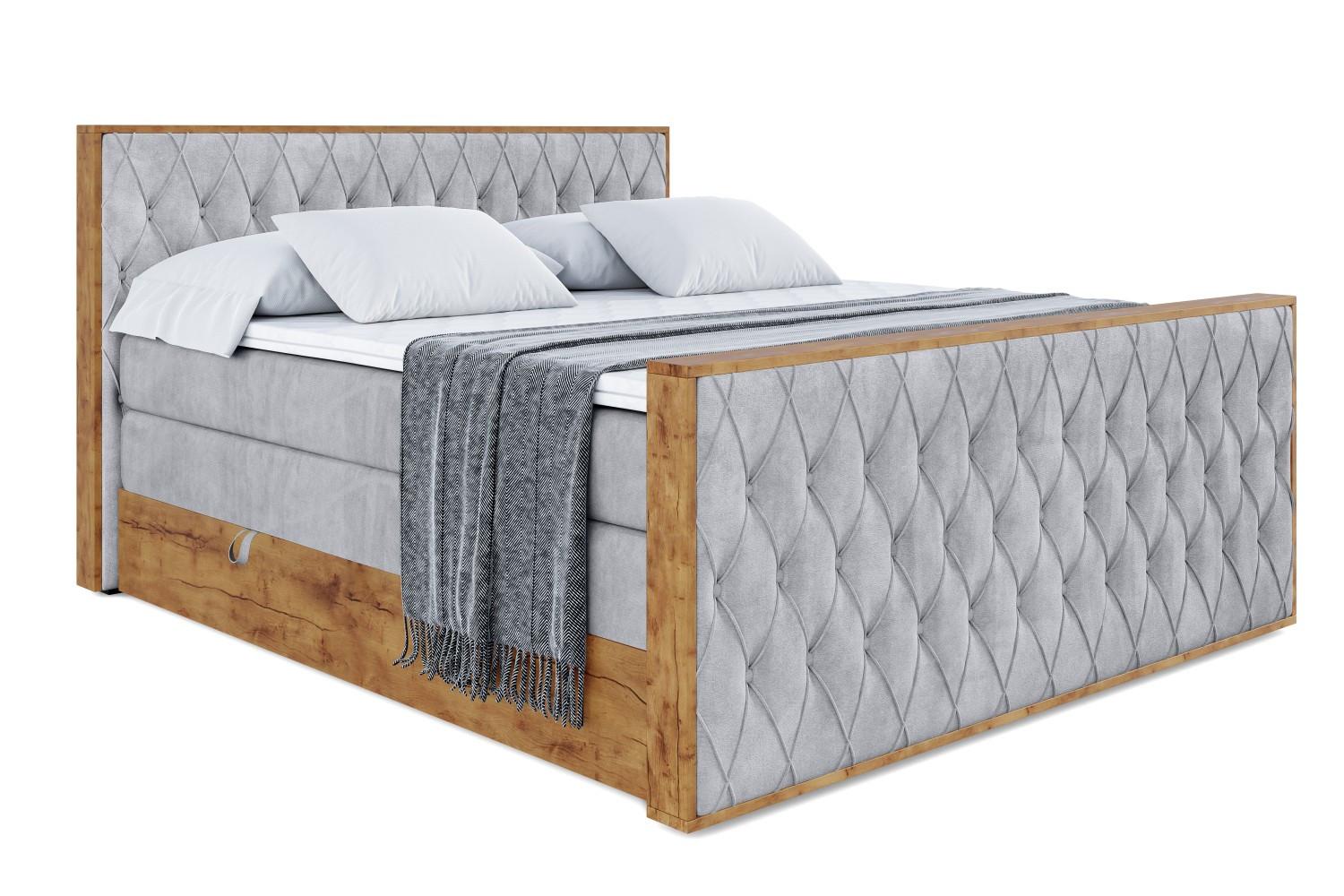 BOXSPRINGBETT mit Matratze H3|H4 und Lattenrost - LOLLI5-Z KING-180x200 - Grau Monolith - Grau, Holzwerkstoff (180/200cm) - ALTDECOR