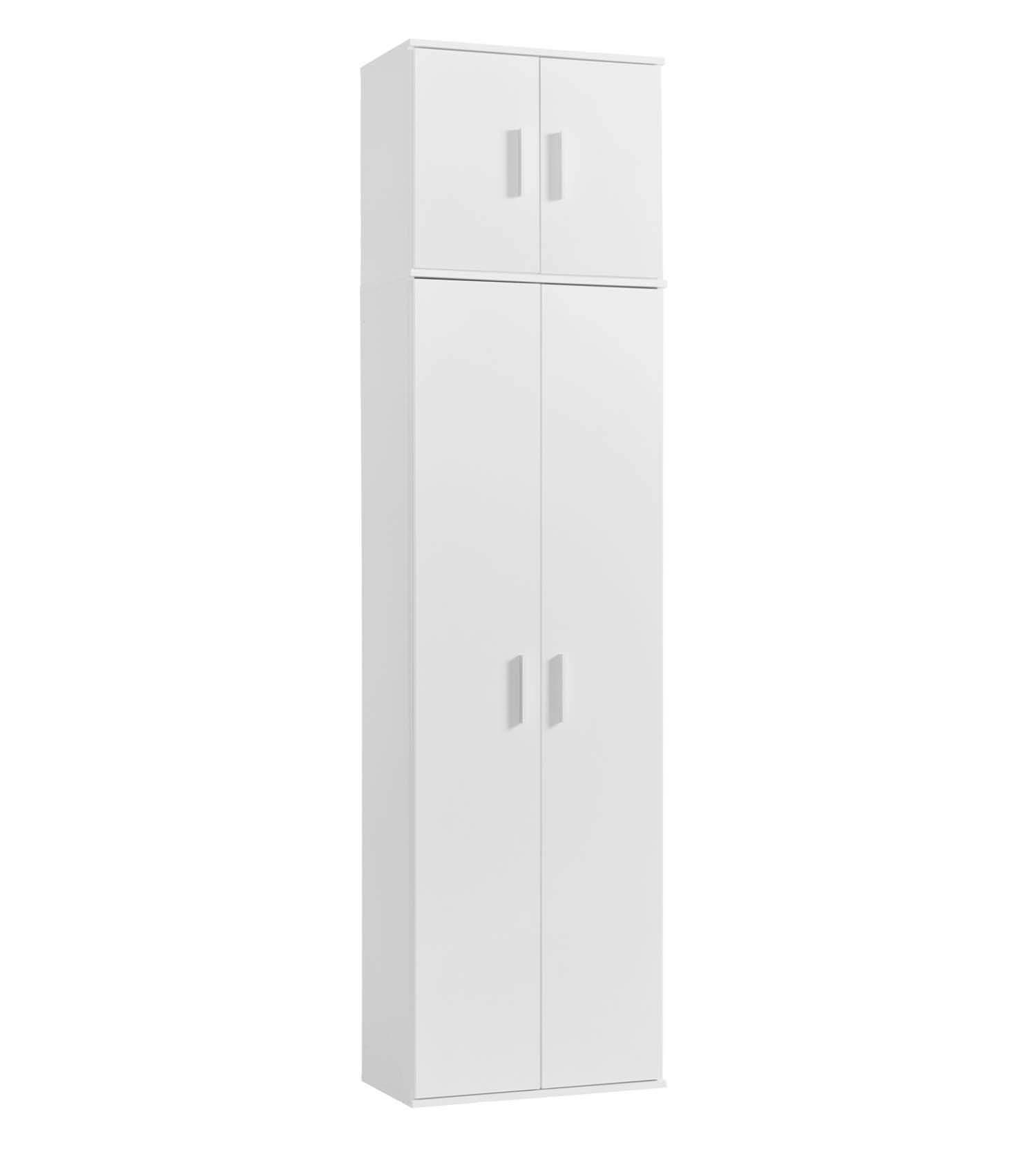 MEHRZWECKSCHRANK Der Extralange - Silberfarben/Weiß, Holzwerkstoff (60/230/34cm) - Mokebo