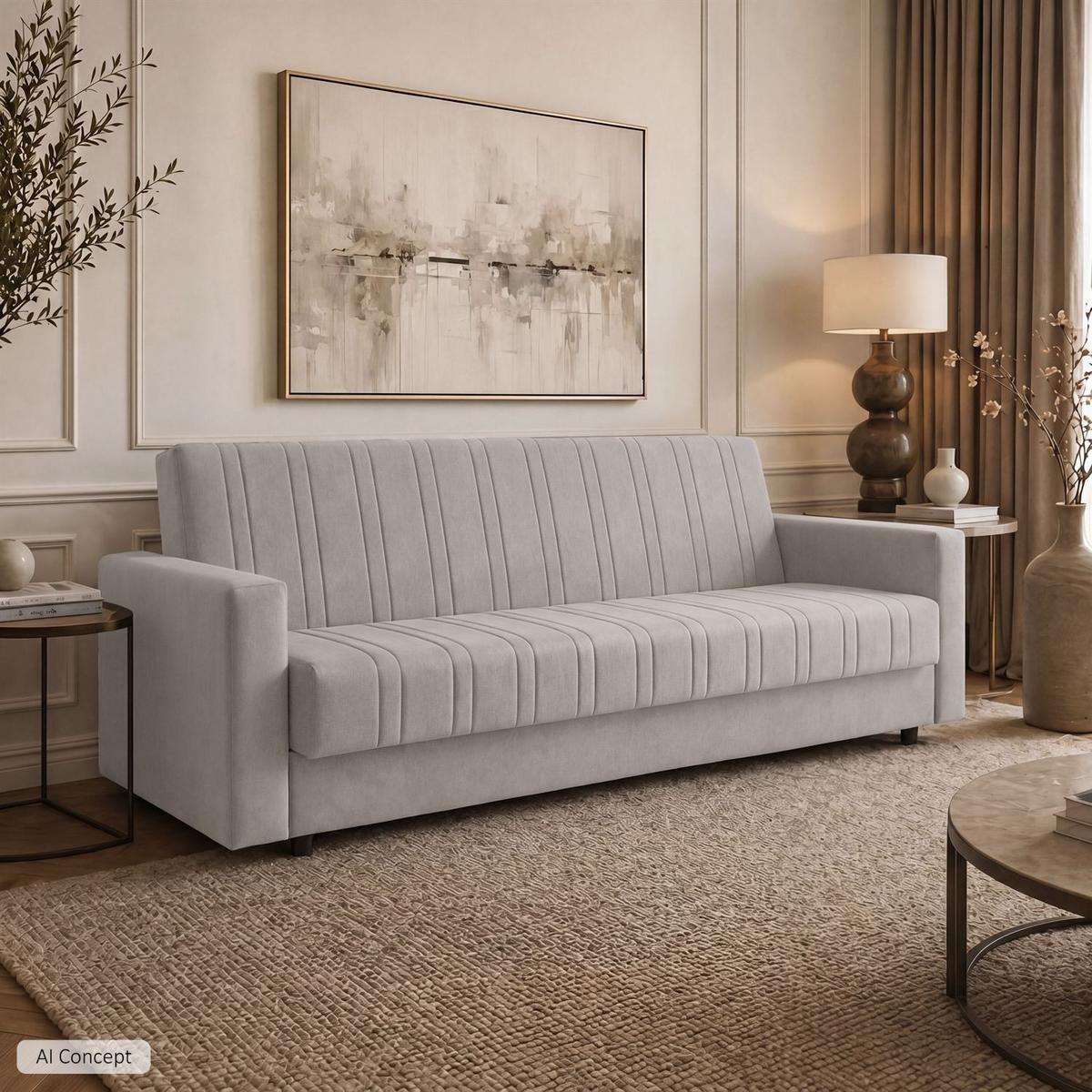 SCHLAFSOFA VERO MAX mit Schlaffunktion Castel 04 - Beige, Textil (191/88/90cm) - Lookway